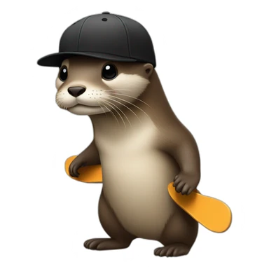 Otter with black cap and skateboards sticker