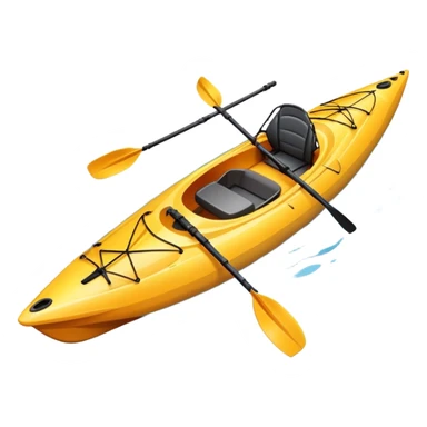 An icon showing a close-up of a sleek kayak with double-bladed paddles gliding through water. Splashes surround the boat as it cuts across a calm surface, symbolizing speed and focus. Transparent background emphasizes the dynamic and personal nature of kayak paddling. sticker