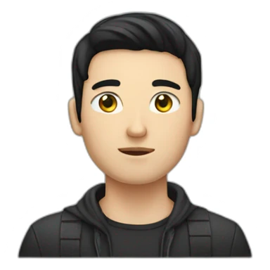 white male 25yo with black hair no face sticker