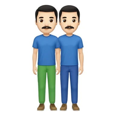 A man with black hair and too short beard and moustache and him wear a blue t shirt and green colour colour  sticker