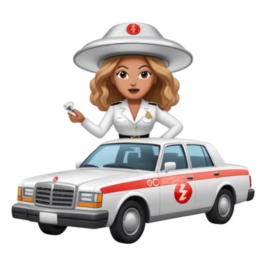 Beyoncé riding a smoke alarm as a car sticker