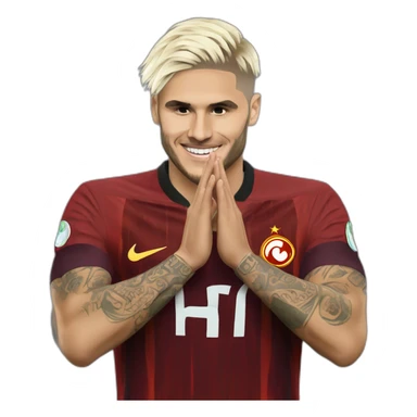 Galatasaray Mauro Icardi Goal Celebration Pose With Hand Behind Blonde Hair sticker