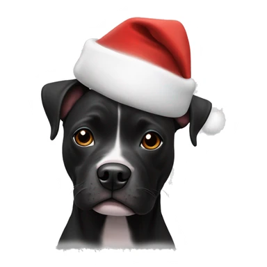 Black staffie with santa’s hat sticker