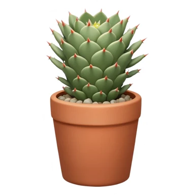 A ceramic pot in a pastel terracotta color, shaped like a cylinder, the pot is tall and contains an Acanthocalycium Glaucum cactus plant. sticker