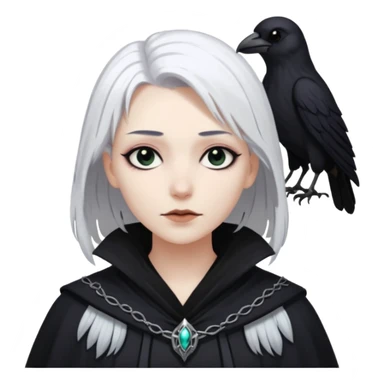 necromancer with black raven outfit wihte hair sticker