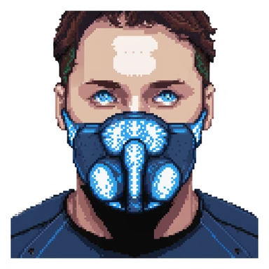 Pixelated blue VO2 max testing mouthpiece, simple design sticker