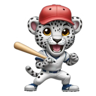 anthropomorphic snow leopard playing baseball sticker