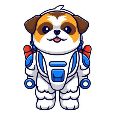 Shih tzu wearing a jet pack sticker