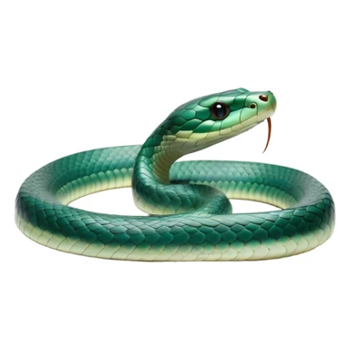 Cinematic Noble Chinese Water Snake Portrait Emoji, Poised and graceful, with a slender, sinuous build and a sleek, iridescent coat of muted greens and blues, deep-set soulful eyes, Simplified yet sharp and sophisticated features, highly detailed, glowing with a soft, dignified aquatic glow, high shine, intelligent and fluid, stylized with an air of waterborne elegance, focused and attentive, soft glowing outline, capturing the essence of a watchful and confident water snake that feels as though it could glide out of the screen with effortless authority! sticker
