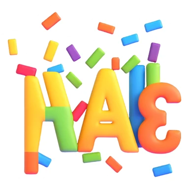 dimensional text inscription, floating cartoon letters, perspective view, bright colorful, lively atmosphere sticker