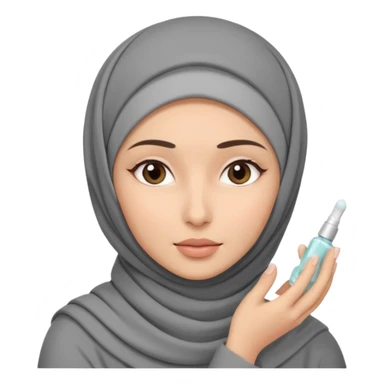 wanita berhijab abu-abu lagi skincare di muka sticker