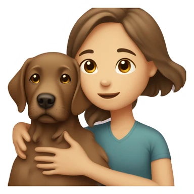Brown Labrador hugging with a girl with brown hair   sticker