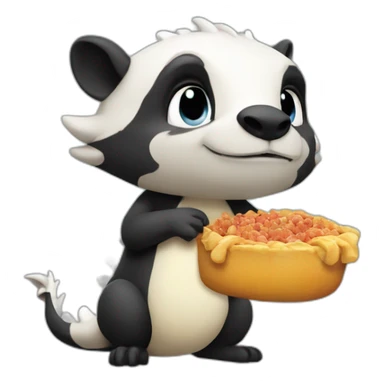 half-badger half-dragon thinking of food sticker