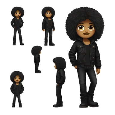 Teddy bear, bear, brown fur, full body, standing, wearing true religion black jacket and black pants, new rocks black boots, black hair medium length straight messy  sticker