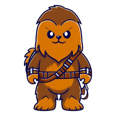 Chewbacca wookiee character with brown fur and bandolier sticker