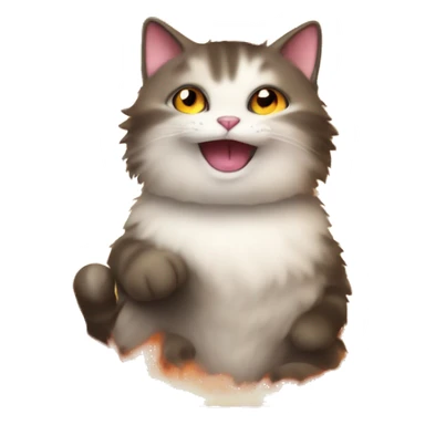 Fluffy cat saying okay on fire sticker