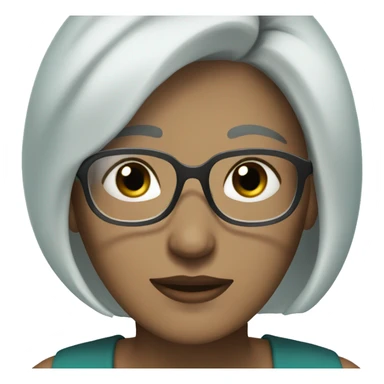 Woman with short gray hair, teal eyes and black rimed glasses  sticker