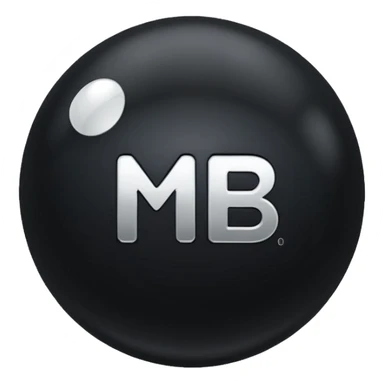 Black Ball with MB written on it sticker