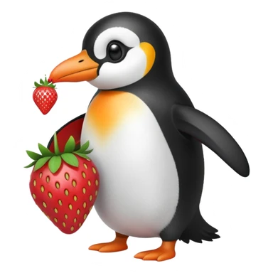 Penguin strawberry sticker