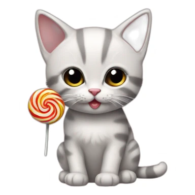A kitten eats a lollipop sticker