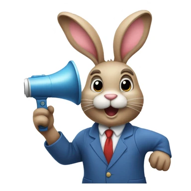 Bunny with megaphone in hands sticker