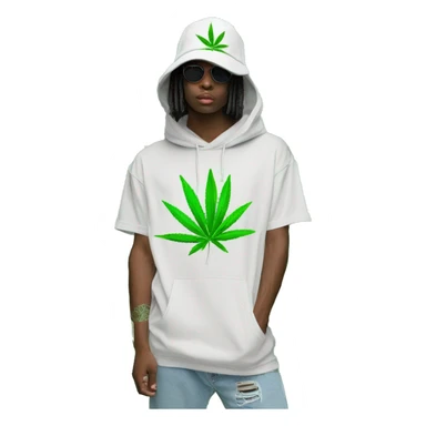 Hemp leaves Multicoloured neon person smoking wearing hoodie dancing hip hop bucket hat tropical Skater fashion aesthetic baggy clothes graphic t shirt 420 sticker
