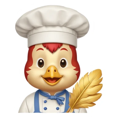 Gallina con ropa de chef con una cara de aprovacion sticker