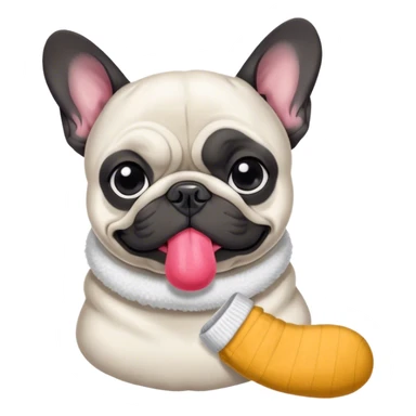 Black and white Bouledogue français eating a sock  sticker