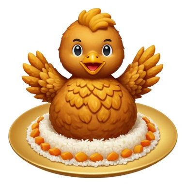 chicken dancing on top of rice (a chicken rice emoji) sticker
