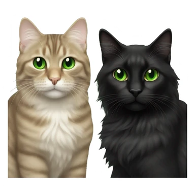 a long haired dark colored tabby cat and black cat with green eyes sticker