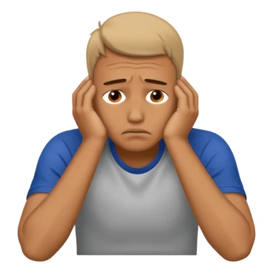 man sitting with hands on face, depressed and frustrated sticker