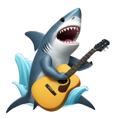 Shark playing guitar while surfing  sticker