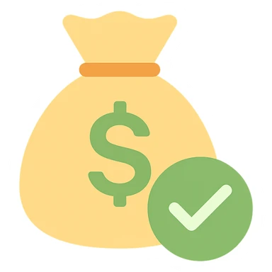 money bag with a green check mark in front of it sticker