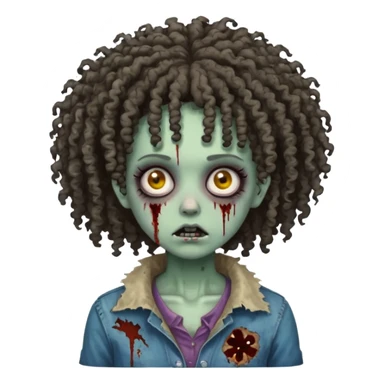 Zombie girl with curly fro sticker