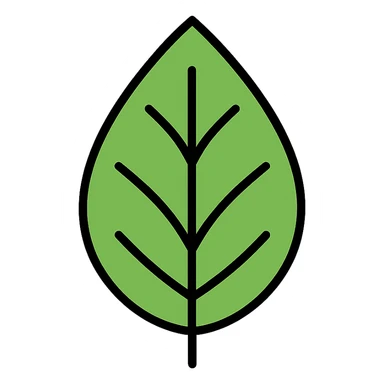 green leaf with black outline, subtle color gradients, modern icon style sticker