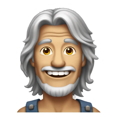 65 year old hillbilly male with long grey hair smiling with teeth sticker