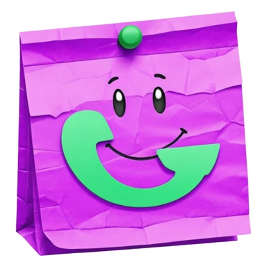 purple post-it note with green checkmark sticker
