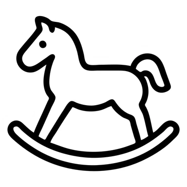 rocking horse, outlined icon style, clean lines, no fill, modern look sticker