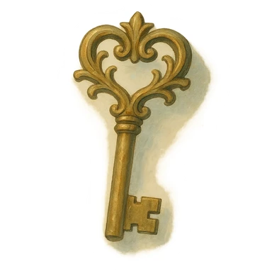 realistic fantasy key, natural colors, soft, fairy-like atmosphere, no background, square size sticker