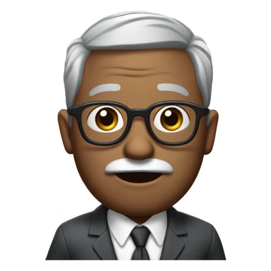 berry sanders with small round face and suit and glasses and buzz cut and small black eyes and small gray beard and small black eyes and wrinkled forehead sticker