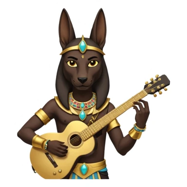 ancient anubis play guitar sticker