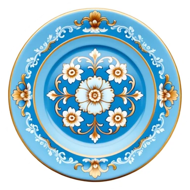 vintage rococo highly detailed pale blue plate sticker