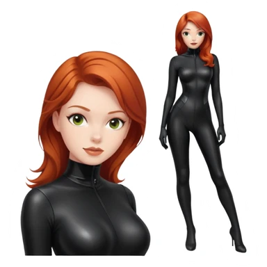 Redhead girl in black latex catsuit sticker