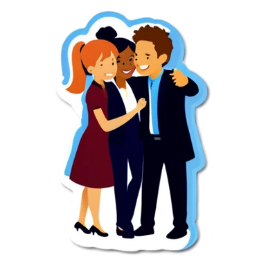 3 work friends loving eachother sticker