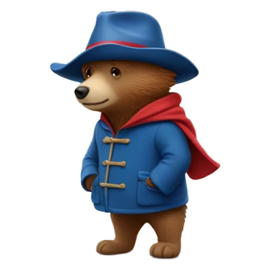 paddington bear wearing blue coat and red hat sticker