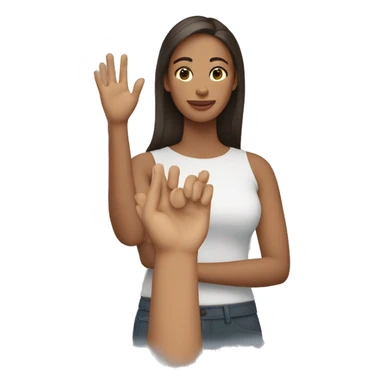 a woman holding her hand above her head sticker