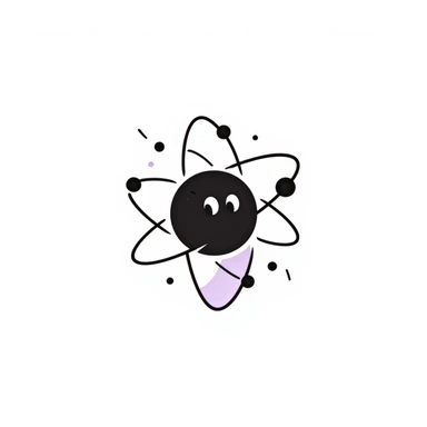 an atom with lavender-pink colors sticker