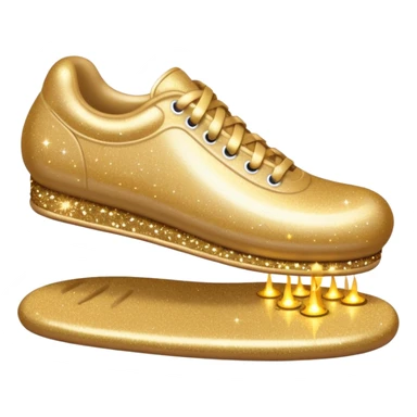 emoji of a human foot pressing on the ground, with two short curved pressure lines under the sole to show the weight, surrounded by shiny glitter sparkles for a bright and sparkling effect, simple cartoon style sticker