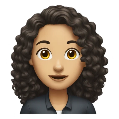 alyson our boss with long dark curly hair sticker