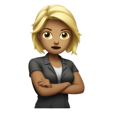 Angry blonde woman crossing her arms sticker